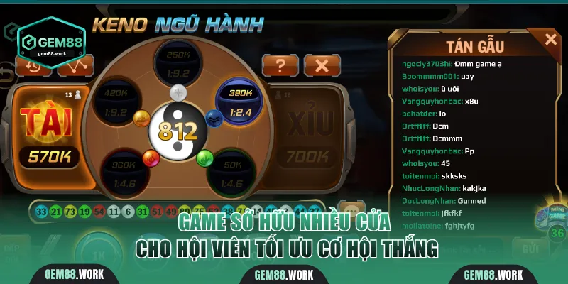 Game có nhiều cửa cược giúp hội viên nâng cao tỷ lệ thắng 