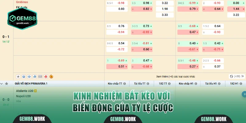 Kinh nghiệm bắt kèo với biến động của tỷ lệ cược