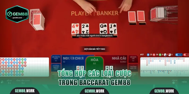 Tổng hợp các loại cược Baccarat Gem88
